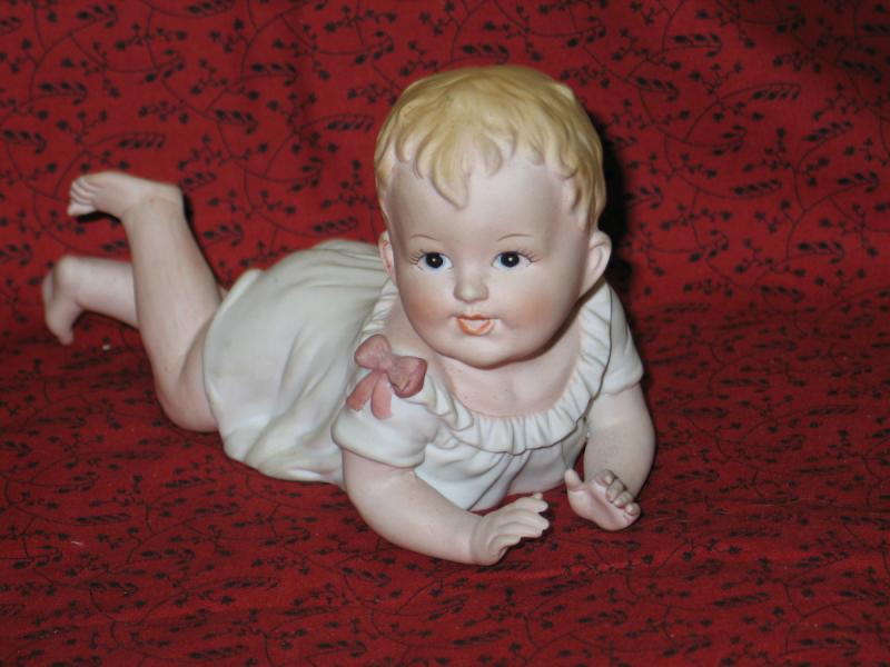 Vtg Bisque Piano Baby Porcelain Figurine Germany Heubach Gebruder Hand Painted