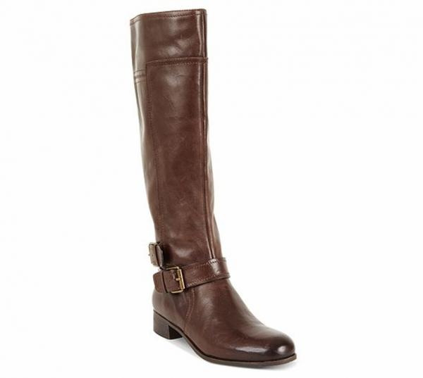 Nine West Shiza Tall Leather Boots Hot Fudge Brown 8 5 Wide Calf New
