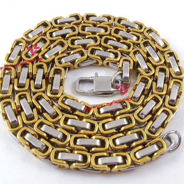 5mm Gold Silver Stainless Steel Byzantine Box Chain Necklace Free 