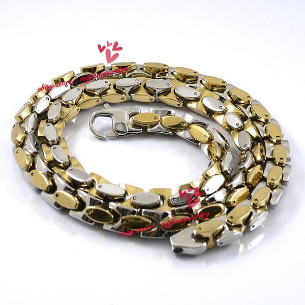 Heavy 9mm Stainless Steel Silver Gold Solid Necklace  