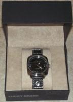 LUCKY Brand Mens Wristwatch Black Leather Band Starburst Face New w 