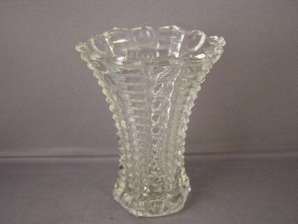 EAPG Bubble and Bar Pattern 2 Handle Bowl and Vase