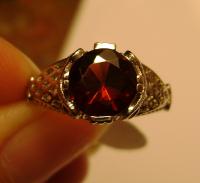 3ct Natural Genuine Red Garnet Sterling Silver 925 Deco Filigree Ring 