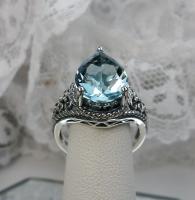 Details about   Deco Floral Sim Aquamarine Solid Sterling Silver Flower Filigree Ring MTO