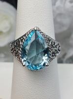 Details about   Deco Floral Sim Aquamarine Solid Sterling Silver Flower Filigree Ring MTO