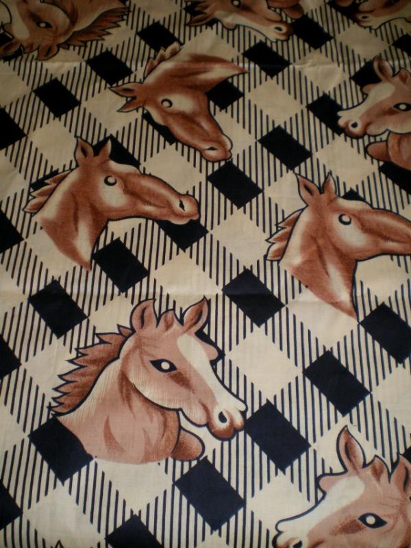 2 Yards Horse Head Fabric Cotton Western Riding West Rodeo Show 2yds Equestrian
