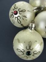 Lot 6 Vintage Glass Christmas Ornaments White w/Glitter  