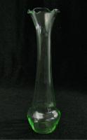 Vintage Green Depression Glass Bud Vase Elegant Fluted Crimped Pinched 