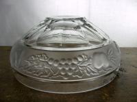 Vintage Clear Crystal Glass Round Frosted Fruit Bowl  