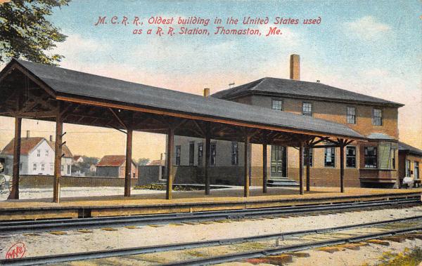 Maine Postcard Rockland Vintage Colorized Post Card of the New Maine Central Rail Road Station in Rockland ME with Free Shipping