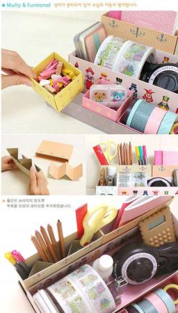 New 7 Cell DIY Stationery Makeup Cosmetic Accessories Desk Organizer Storage Box