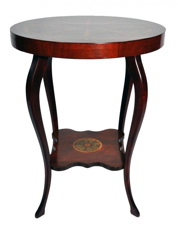 Empire Art Nouveau Style Mahogany Round Side Table Gold Painted Acanthus Leaves