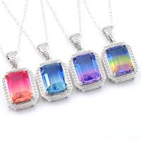 Gorgeous Rainbow Bi Colored Tourmaline Sterling Silver Plated Necklace Pendants