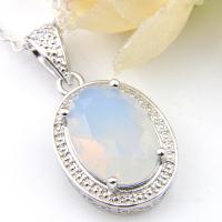 Special Price Rainbow Moonstone Gemstone Silver Necklace Pendants Jewlery Gift