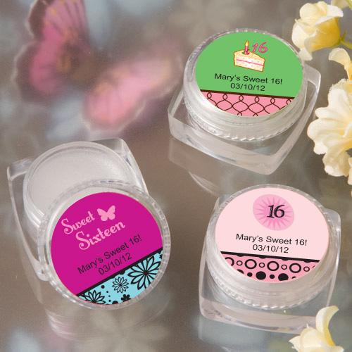96 Personalized Sweet 16 Lip Balm Favors