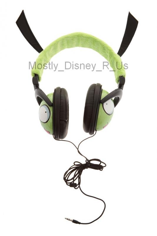 Invader Zim Gir Face Plush Headphones with Ears Lime Green Gift Set New