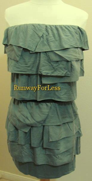JUICY COUTURE Clothing Clothes LARGE Smokey Pine Sage Strapless Ruffle 