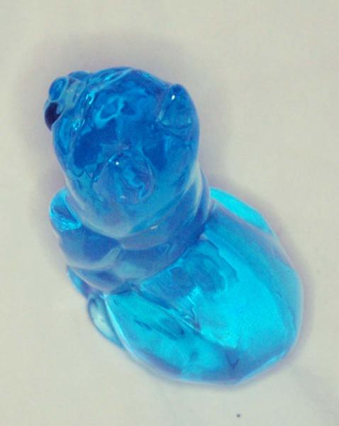 Lefton Glass Aqua Teal Blue Cat Figurine Paperweight Mint