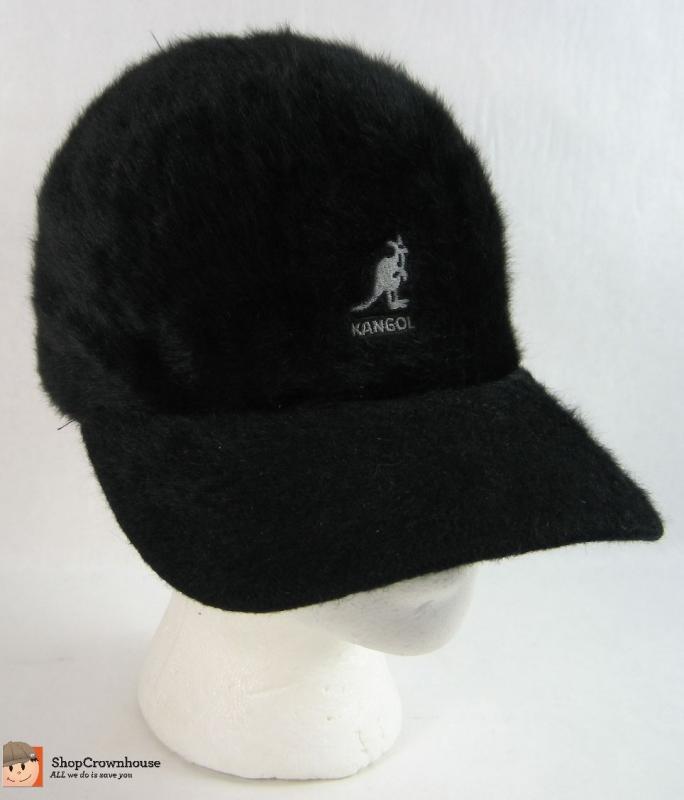 KANGOL Blue Furgora Stretch Spacecap Brimmed Cap Hat Black Fur Size s
