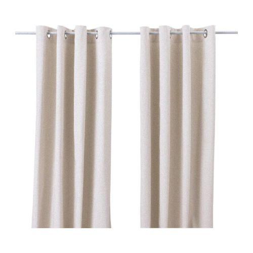 IKEA Ransby Window Curtains Drape 55x98 Polyester Beige Sage Green Discountinued