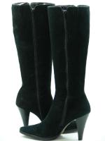 ANTONIO MELANI Black Suede Elegant Knee High Tall Boots Shoes 7 M 