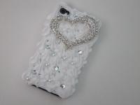 3D Cute Cake Pearl Bling Heart Crystal Case Cover for iPhone 4 4S 