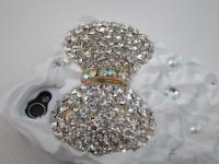   Cake Pearl Bling Bow Crystal Case Cover for iPhone 4 4S Black White XF