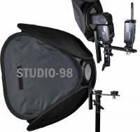 TWO 24x24 LOCKABLE SHOE MOUNT SOFTBOX FOR POCKET WIZARD PLUS CANON 