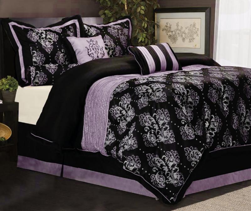 A Bag Queen Black Purple, Black And Purple Bedding Set