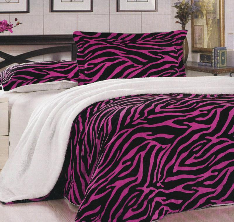 Pcs Zebra Soft Coral Fleece Borrego Blanket Bedspread Full Queen 