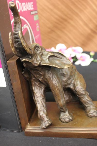 Pair Elephants Book End Bronze Sculpture Figure Art Deco Animals