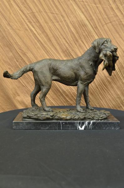 Labrador Retriever Bird Hunting Dog Bronze Marble Sculpture Trials