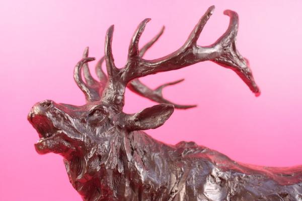 Signed Barye Elk Caribou Mating Call Bronze Sculpture Statue Figure Animal Art