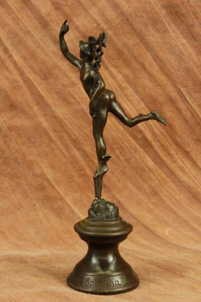 Hermes Nude Male Mercury Medical Caduceus Bronze Marble 