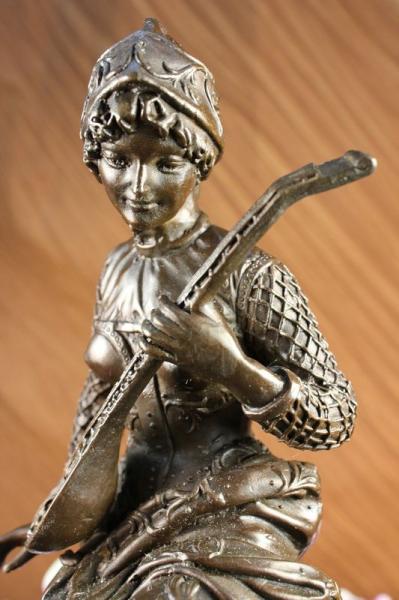 Vintage Bronze Hot Cast Austrian Lady Mandolin Banjo Player Musician Sculpture
