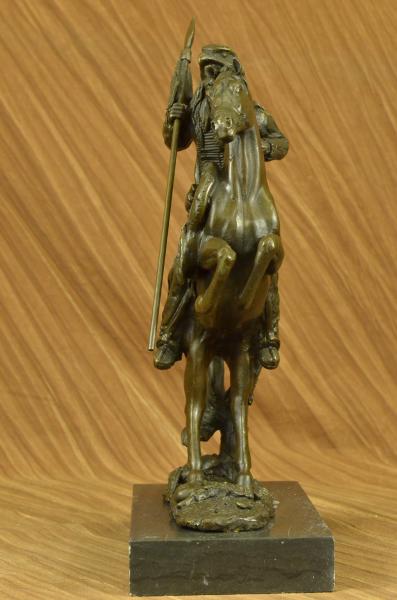 Signed Original American Artist Fisher Indian Warrior on Horse Bronze Sculpture