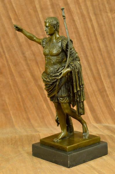 12Signed Bronze Statue Gaius Julius Caesar Roma King Luck Wing Angel