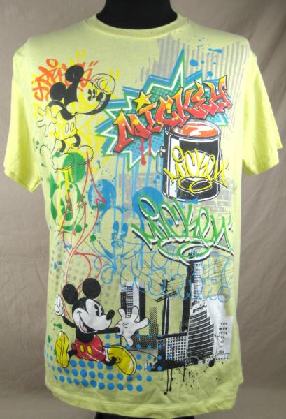   Mickey Mouse Graffiti Mens T shirt XL Yellow Spray Paint Can  