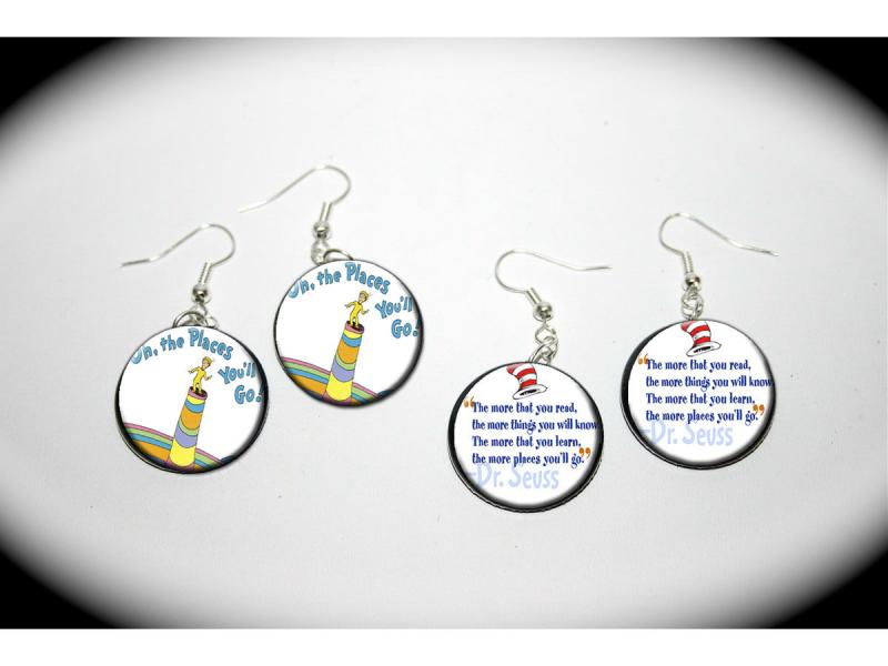 Dr Seuss Oh the Places Youll Go 2 pairs of charm EARRINGS  