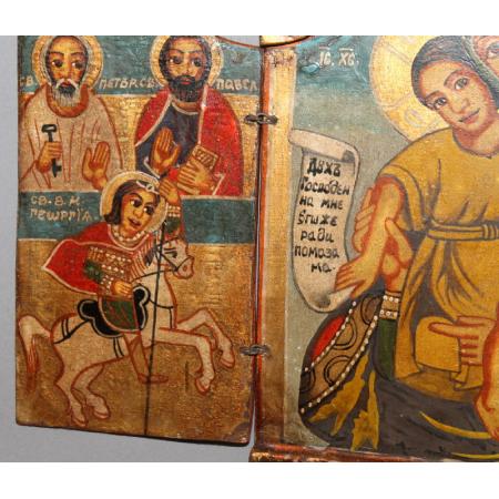 VINTAGE ORTHODOX MARY CHRIST CHILD BULGARIAN HAND PAINTED ICON TRYPTICH ...