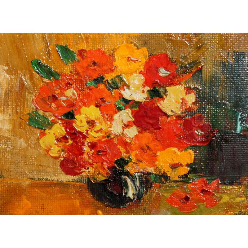 VINTAGE EXPRESSIONIST STILL LIFE FLORAL FLOWERS OIL PAINTING  