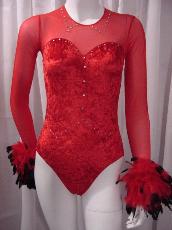 Rhinestone Showgirl Piquant Leotard Christmas Dance Costume Adult