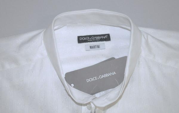 Authentic $560 Dolce & Gabbana Martini White Striped Shirt US 16.5 