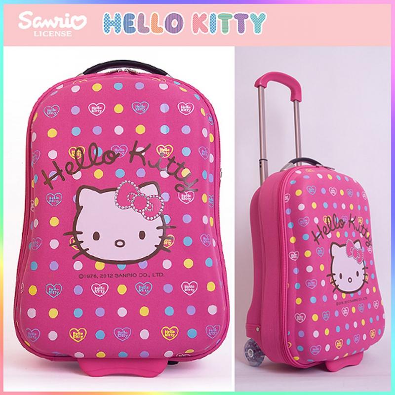 Hello Kitty Travel Rolling Luggage Trolley Bag 18" Hard Suit Case Pink Sanrio