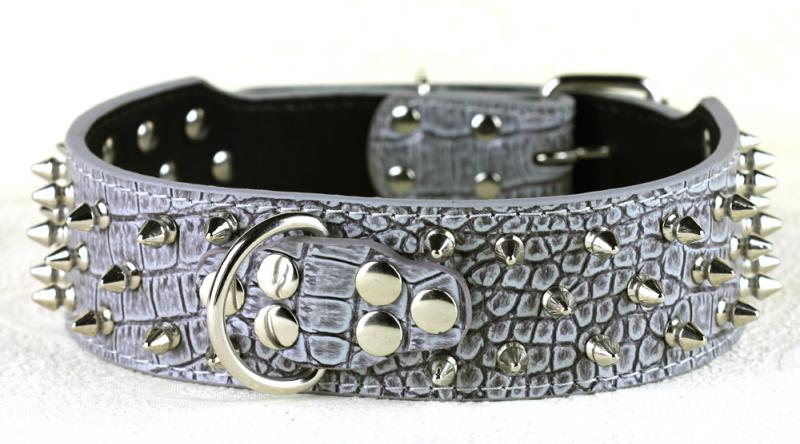 New Styles 2inch Wide Studded Leather Dog Collars with Ring for Pit Bull Boxer