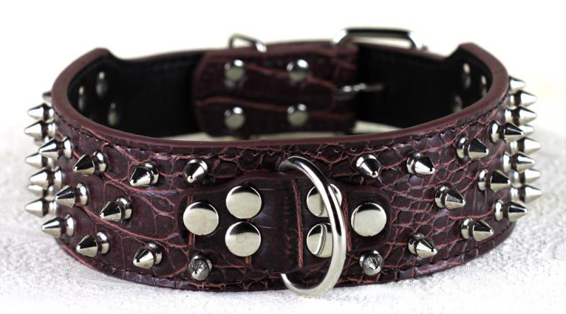 New Styles 2inch Wide Studded Leather Dog Collars with Ring for Pit Bull Boxer