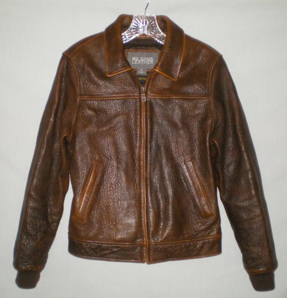 Women Wilson Brown Distressed Oiled Leather Military Bomber Jacket Coat ...