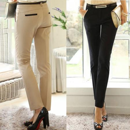 Vogue Women's Plain Skinny Harem Trousers OL Casual Slim Comfy Pants ...